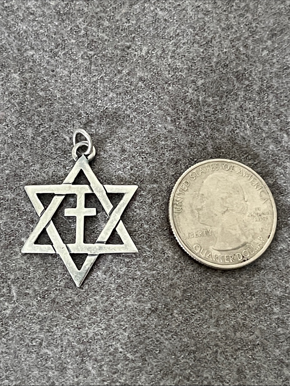 James Avery Sterling Cross Star of David Pendant - Picture 4 of 7
